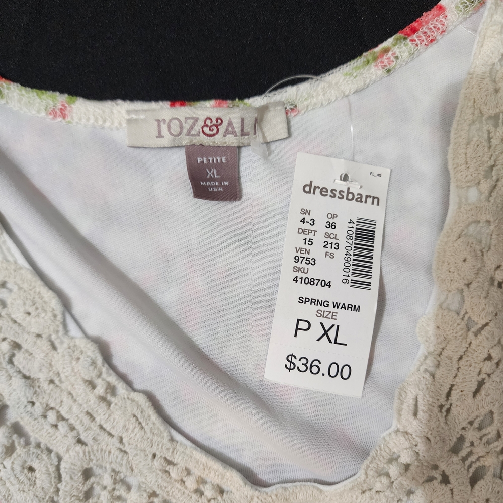 Roz & Ali Cream Lace Top